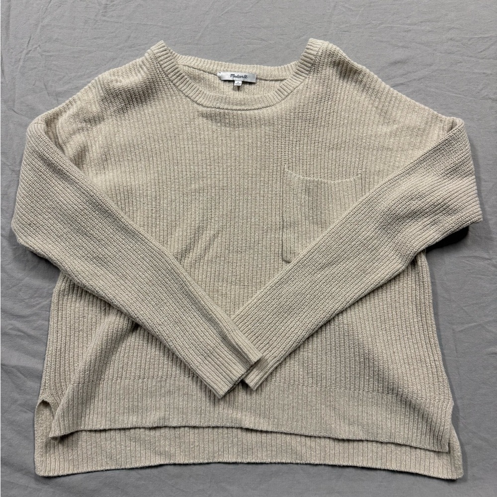 Madewell Cream Ribbed Crew Neck Sweater